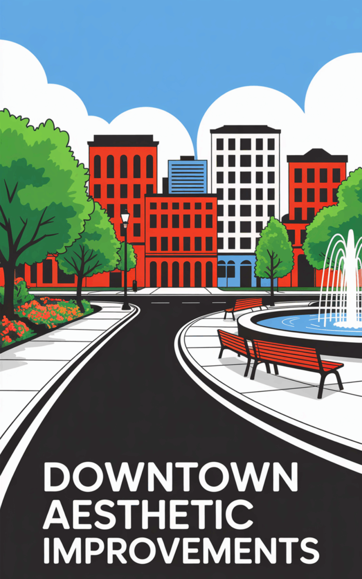 Downtown Aesthetic Improvements including paving, sidewalks, and fountain