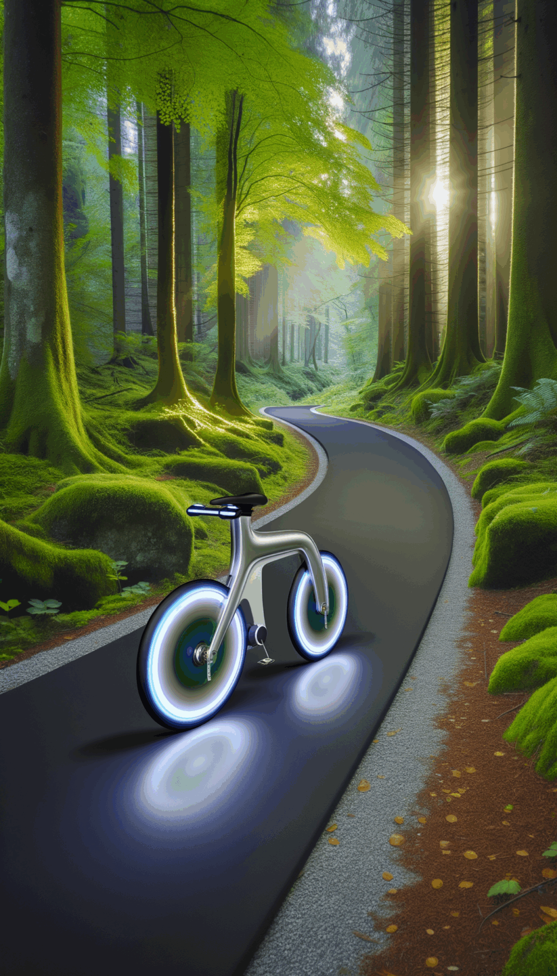 Bike on bike path going through the woods in Gardner MA